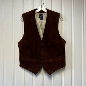 GAP Genuine Leather Suede Vest Men’s Medium Dark Brown Western Vintage Style